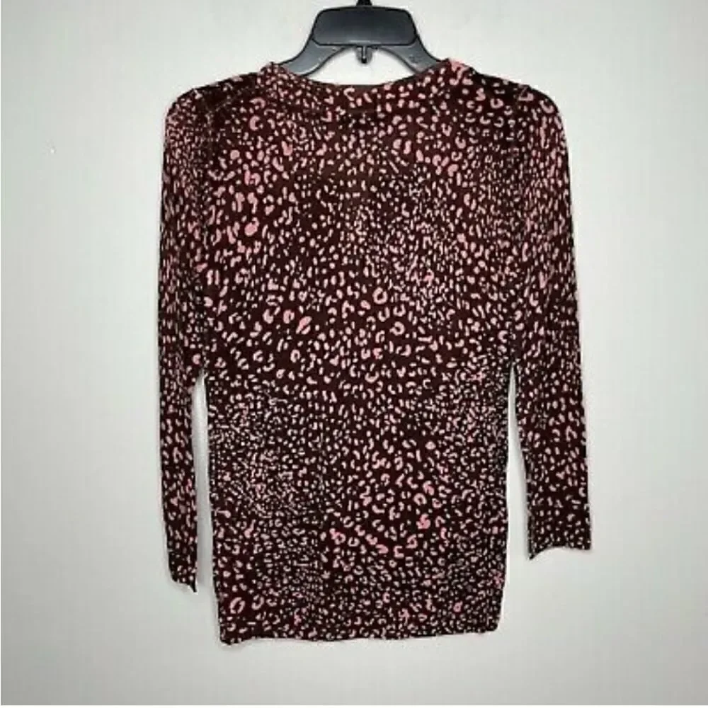 J CREW Tippi Pink Leopard Print Merino Wool Sweater